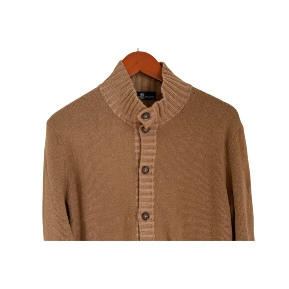 Eredi Pisano Mens Button-Up Cardigan Sweater Brown Wool Blend Ribbed Collar & He - Picture 3 of 8